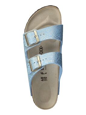 Birkenstock Arizona Two-Strap Sandal in Light Blue Snake-Print